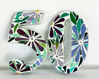 Flowers   Address Numbers - Custom Mosaic