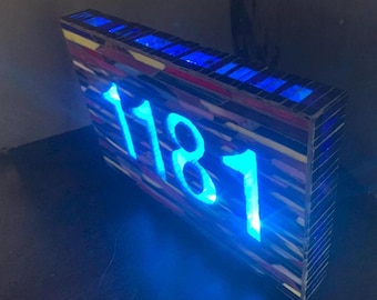Iluminated Stained Glass Mosaic Address  Number Plaque