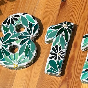 Custom Mosaic Address Numbers - Floral Design