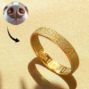 Custom Dog Nose Print Ring • Cat or Paw Print Texture Ring, Pet Memorial Jewelry loss gift Personalized Engraved Ring in 925 Sterling Silver