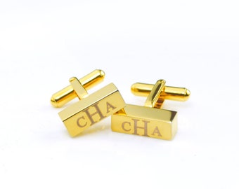 Boutons de manchette bar à monogramme avec initiales, cadeau petit ami mari boutons de manchette personnalisés monogramme en métal, cadeau garçons d'honneur, cadeau de mariage pour lui