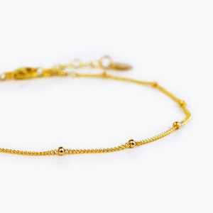 Dew Drops Bracelet, Delicate Gold Bracelet, Dainty Chain Bracelet, Thin Gold Chain, Layering Bracelet, Satellite Chain or Saturn Chain