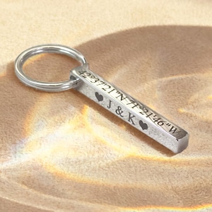 Personalized 3D Bar Keychain • Unique Birthday Gift for Him, Her • Custom Name Key Ring • 4 Sided Engraved Keychain for Boyfriend, Husband
