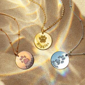 Custom Paw Print Necklace • Actual Dog Pawprint Jewelry • Pet Loss Gift • Engraved Memorial Pendant • Keepsake for Dog or Cat Lover Gift