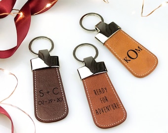 Personalized Leather Keychain, Custom Leather Keychain, Leather Engraved Key Fob, Monogrammed Full Grain Leather key chain, Names symbol