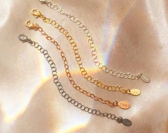 Extensor de collar • Extensor de cadena de 1 a 6 pulgadas / Relleno de oro, plata esterlina, oro rosa / Alargador de joyería ajustable con cierre de langosta