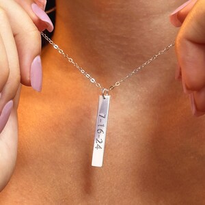 Vertical Bar Necklace Personalized Name Bar Necklace nameplate necklace Initial Bar Necklace in Sterling Silver Gold Filled Rose Gold Filled