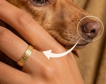Custom Dog Nose Print Ring – Hold Your Pets Close | Sterling Silver Pet Memorial Jewelry | Personalized Pet Loss Gifts | Paw Print Ring [R4]