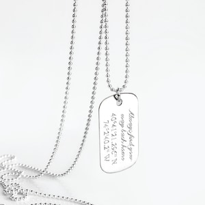 Collar con placa de identificación personalizada • Placa de identificación personalizada con firma grabada o escritura a mano • Regalo de aniversario de bodas de estilo militar