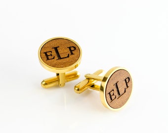 Father's Day Gift. Monogrammed Wooden Cufflinks Initials, Boyfriend Husband Gift Monogram Personalized Cuff Links, Groomsmen Gift Wedding