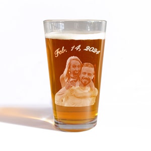 Mother's Day Gift, Actual Photo Beer Glass, Personalized Beer Glass, Engraved Glass with Monogram, Monogrammed Beer Cup gift for boyfriend