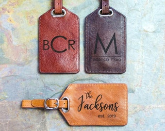 Personalized Leather Luggage Tags, Gifts For Men Travel Gifts For Couples Groomsmen Gifts Custom Luggage Tag, 3rd Anniversary gift for him