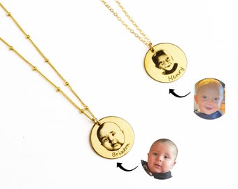Collier enfant photo réelle personnalisé collier bébé personnalisé nouvelle maman bijoux bijoux commémoratifs cadeau portrait collier cadeau fête des mères maman