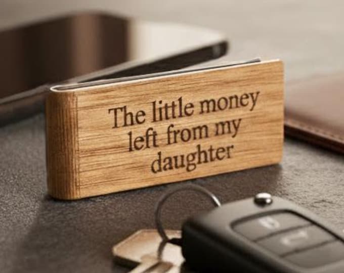 Custom Wood Money Clip • Engraved Gift for Dad, Husband, or Groomsmen • Personalized 5th Anniversary Wedding Gift for Him Monogram Boyfriend