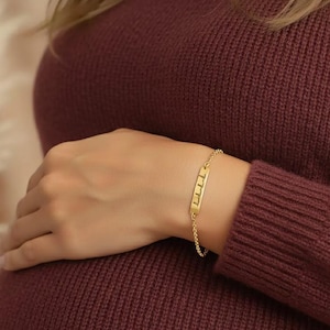 Heartbeat Bar Bracelet • Custom Ultrasound & EKG Engraved, Push Present, New Mom or Memorial Gift, Gold Filled, Rose Gold, Sterling Silver