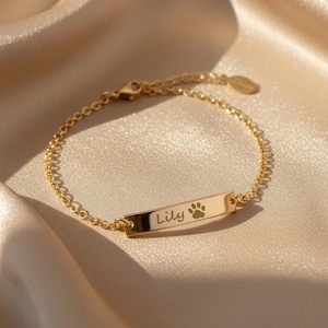 Custom Pet Name and Paw Print Bracelet – Personalized Pet Memorial ...