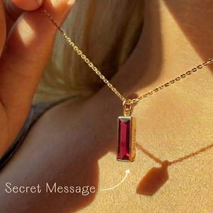 Custom Ruby Necklace • July Birthstone Bar with Name or Date Engraving • Personalized Bridesmaid Jewelry Gift • Customized Anniversary Gifts