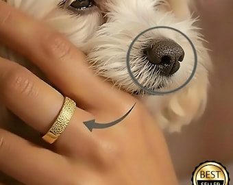 Aangepaste hondenring met neusafdruk: houd je huisdier dicht bij je | Sterlingzilveren huisdierherdenkingssieraden | Gepersonaliseerde cadeaus voor huisdierverlies | Pootafdrukring [R4]