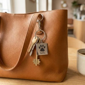 Personalisierter Schlüsselanhänger mit Pfotenabdruck, individueller Schlüsselanhänger mit Haustiernamen, Erinnerungsgeschenk für Hund oder Katze, Andenken an ein verstorbenes Haustier, Geschenk für Tierhalterinnen, 25 mm Anhänger Bild 3