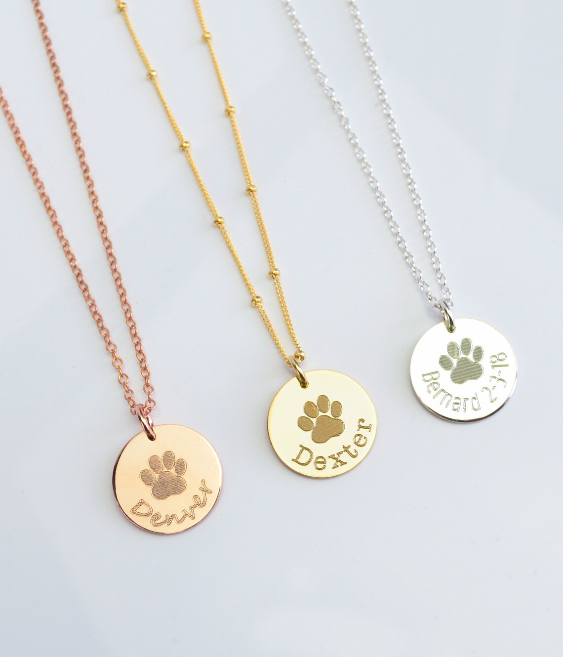 Paw Print Necklace Custom Pet Memorial Jewelry Dog Name Etsy