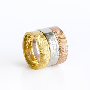 Actual Signature or Fingerprint Engraved Ring, Wide Ring or Thumb Ring, Men&#39;s Wedding Ring, 925 Silver, Vermeil Custom Engraved Ring [6mm]