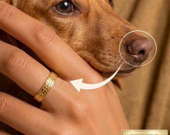 Anillo personalizado con huella de nariz de perro: abraza a tus mascotas / Joyas conmemorativas de plata esterlina para mascotas / Regalos personalizados para la pérdida de una mascota / Anillo con huella de pata [R4]