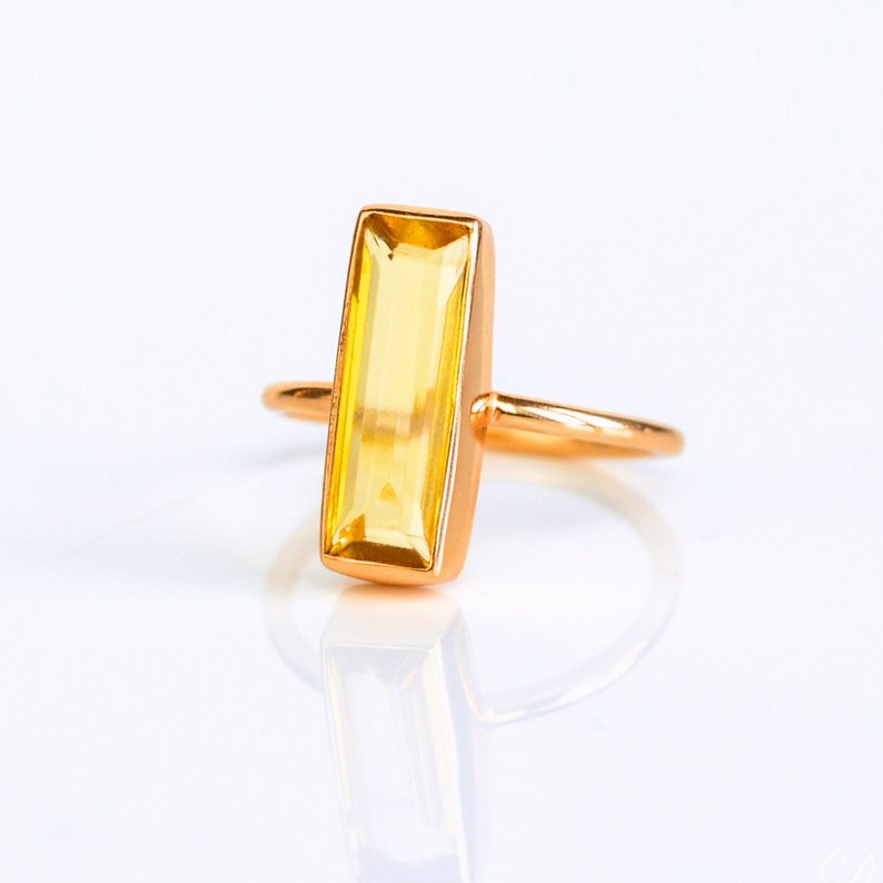 Citrine Bar Ring, November Birthstone Ring, Geometric Ring Modern Ring, Gemstone Vertical Bar Ring November Birthday gift Adira Ring yellow image 3