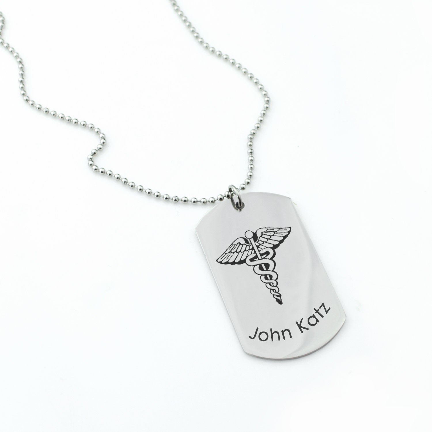 Personalized Stainless Steel Medical ID Dog Tag Necklace for Men ...