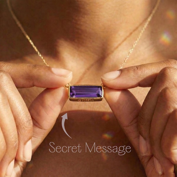 Personalized Amethyst Birthstone Bar Necklace, Custom Engraved February Necklace, Gift for Mom, Wife, Grandma or Bridesmaid