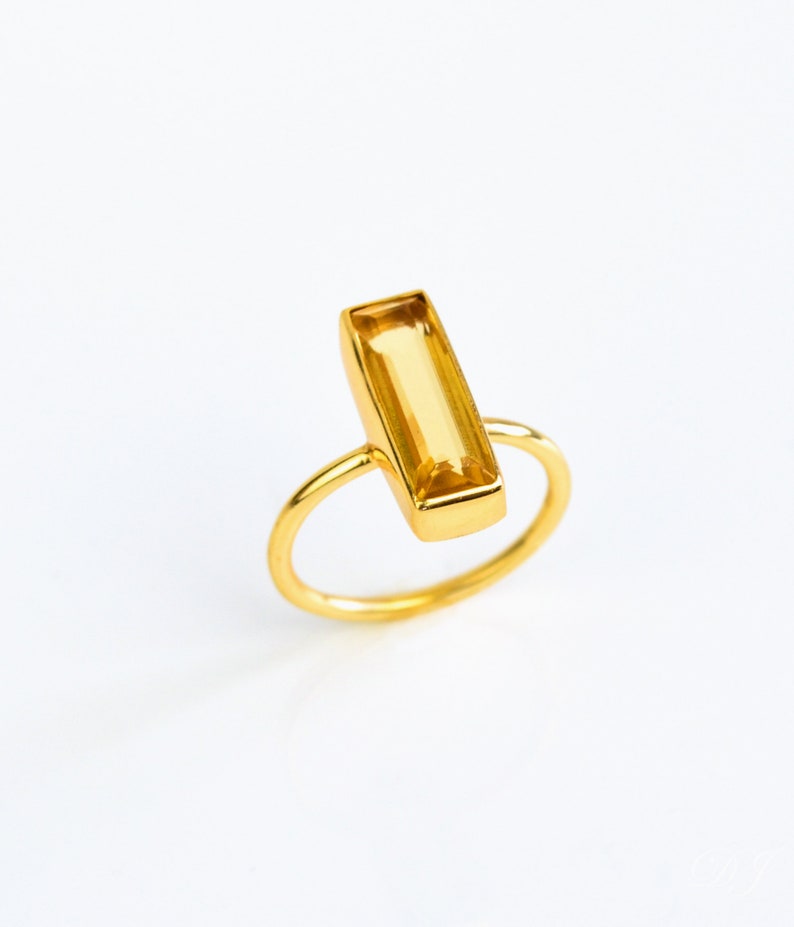 Citrine Bar Ring, November Birthstone Ring, Geometric Ring Modern Ring, Gemstone Vertical Bar Ring November Birthday gift Adira Ring yellow image 5