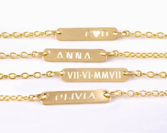 Personalized Bar Necklace, custom name Necklace, name plate necklace, small bar necklace, layering necklace, nameplate, gold bar necklace