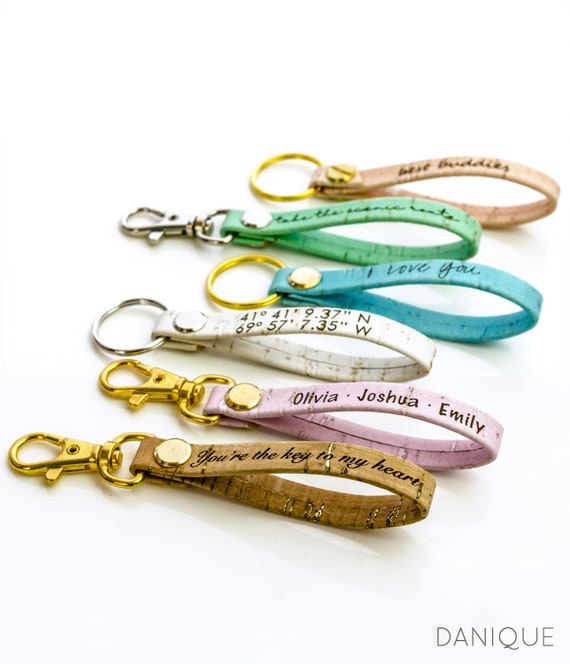 Danique Jewelry Personalized Large Leather Keychain Loops | Custom Engraved Keychain