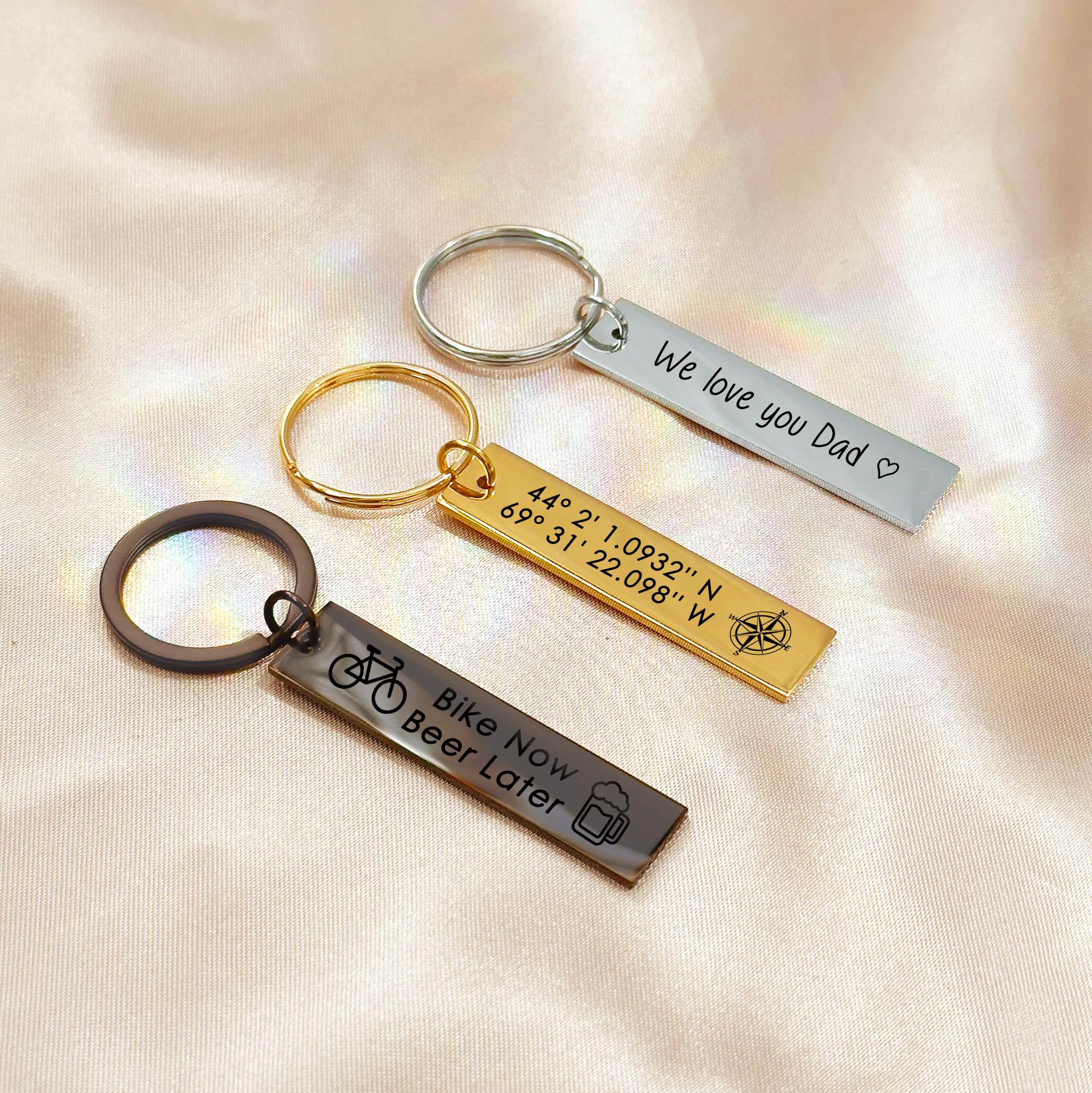 Personalized Coordinates Keychain • GPS Location Keychain, Compass