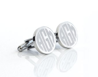 Monogrammed Cufflinks with Initials, Boyfriend Husband Gift Metal Monogram Personalized Cuff Links, Groomsmen Gift, Wedding Gift for Groom