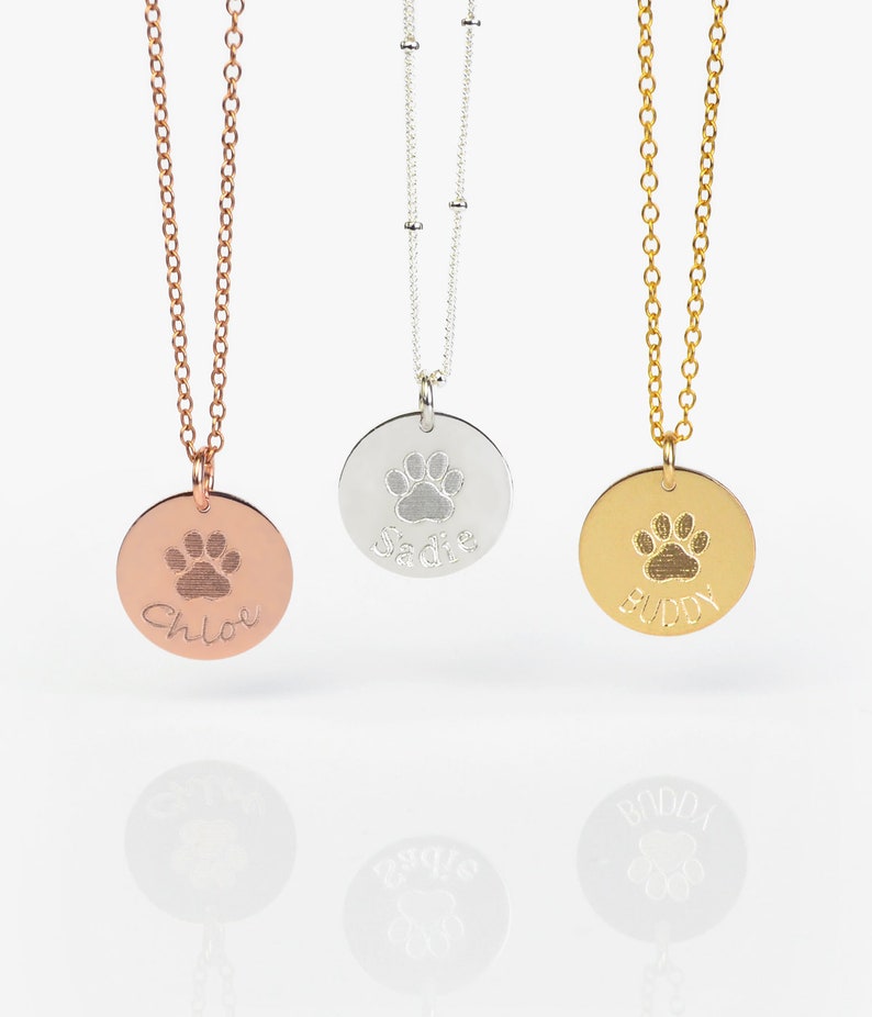 Paw Print Necklace Custom Pet Memorial Jewelry Dog Name Etsy