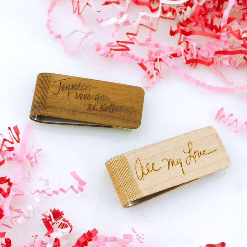 Fathers Day Gift for Him Personalized Wood Money Clip with Custom Engraving for 5th Anniversary Groomsmen Boyfriend Gift for Husband Dad image 2