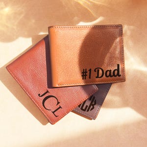 Portefeuille en cuir personnalisé monogramme portefeuille en cuir véritable pour homme avec dessin signature monogramme cadeau de Noël de la femme pour papa