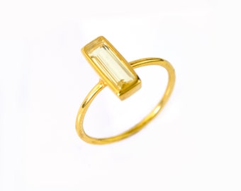 Tiny Citrine Bar Ring, November Birthstone Ring, Geometric Modern Ring, Gemstone Vertical Bar Ring November Birthday gift Adira Ring yellow