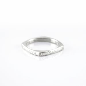 Square ring band, Engraved ring, name ring, stackable custom, personalized engraved ring, square ring, custom name band, Geometric Ring name