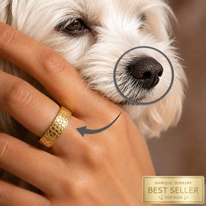 Actual Dog Nose Print Ring, Custom Pet Nose or Paw Engraved Ring, Pet Memorial Jewelry, Personalized Pet Loss Gift, Silver or Gold [R6]
