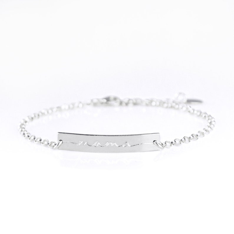 Custom Mama Bracelet for Mom, Personalized bar bracelet, Name plate bracelet, Custom Bar bracelet name bracelet ID bracelet Mothers Day Gift image 4