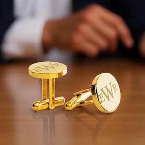 Custom Engraved Cufflinks • Personalized Wedding Cufflinks for Groom, Groomsmen, Dad, or Husband • Gift for Him from Daughter or Boyfriend