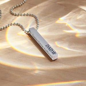 Colar masculino personalizado gravado • Pingente de barra 3D personalizado para homens • Colar masculino com foto personalizada • Melhores presentes de aniversário para marido em 2025
