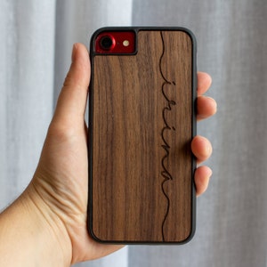 Personalisierte Holz Handyhülle Laser Gravur Holz Handytasche Monogramm iPhone 6/ 7/ 8 & Plus /X XS Samsung Galaxy S8/S9/S10/S21/Note 10+5G