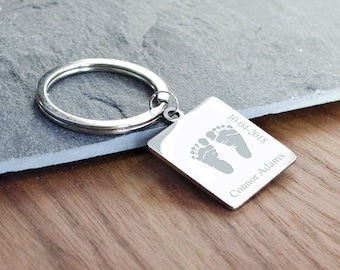 Actual handprint keychain, Daddy Keychain custom footprint key chain Child name personalized keychain for dad Gift Father's Day Gift