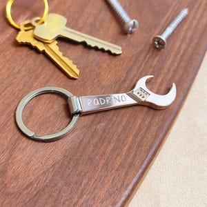 Custom Wrench Keychain • Gag Gift for Handyman or Mechanic • Personalized Engraved Silver or Gold Tool Keychain for Dad • Father&#39;s Day Gift