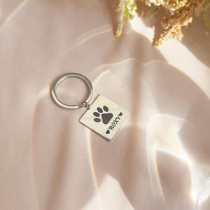 Personalisierter Schlüsselanhänger mit Pfotenabdruck, individueller Schlüsselanhänger mit Haustiernamen, Erinnerungsgeschenk für Hund oder Katze, Andenken an ein verstorbenes Haustier, Geschenk für Tierhalterinnen, 25 mm Anhänger Bild 11