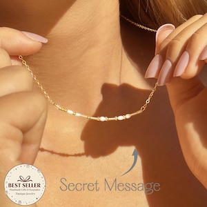 Collar personalizado con código Morse • Joyería con mensaje secreto para ella, regalo de amistad, recuerdo para parejas, colgante personalizado con significado oculto