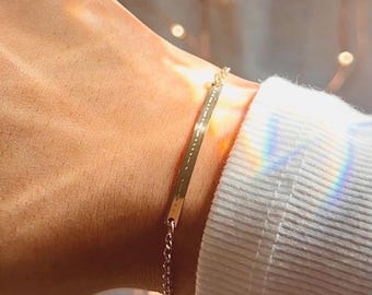 Pulsera de barra con código Morse personalizada, plata de ley 925 o chapada en oro, pulsera con mensaje oculto personalizado, regalo de aniversario para parejas, barra delicada