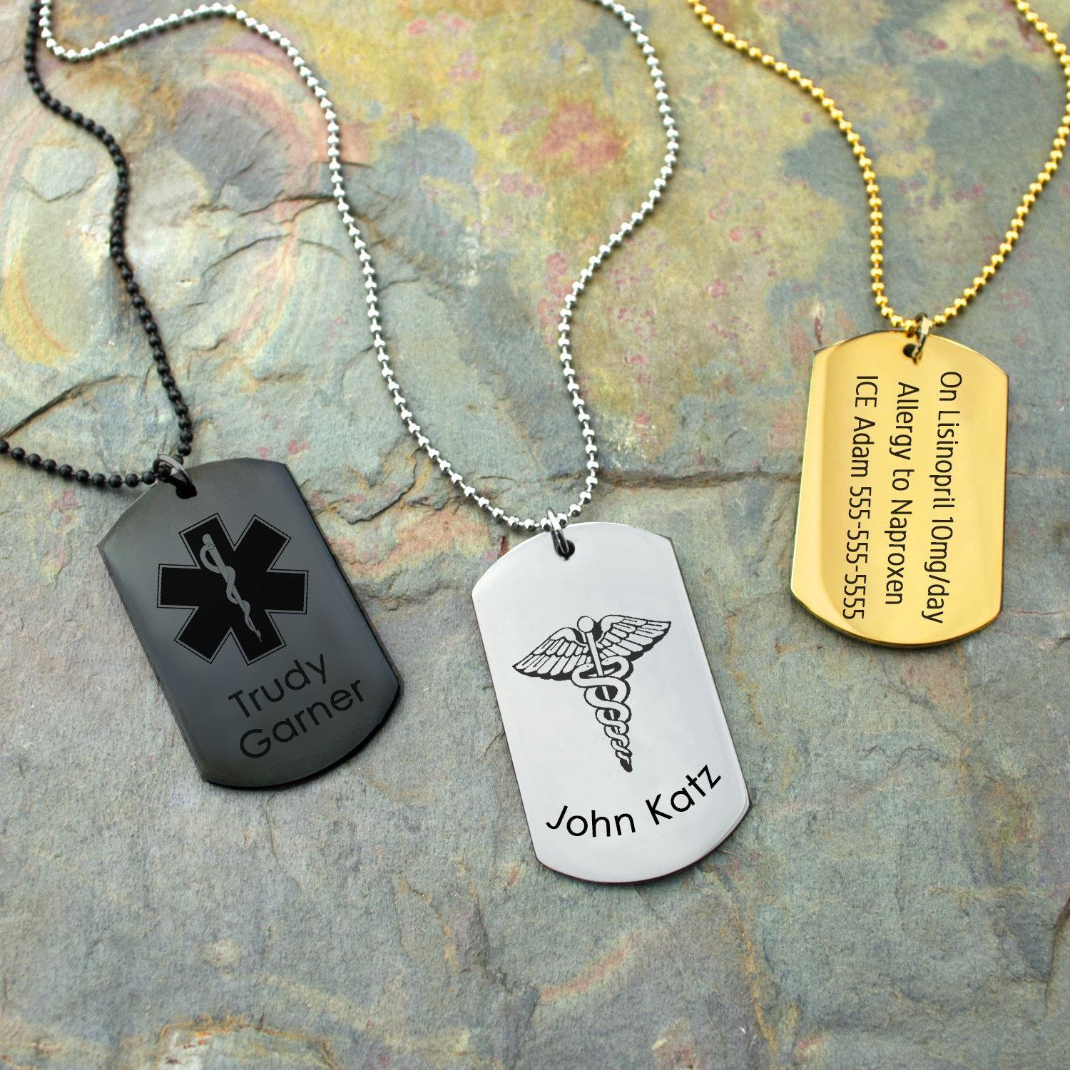 Personalized Stainless Steel Medical ID Dog Tag Necklace for Men ...
